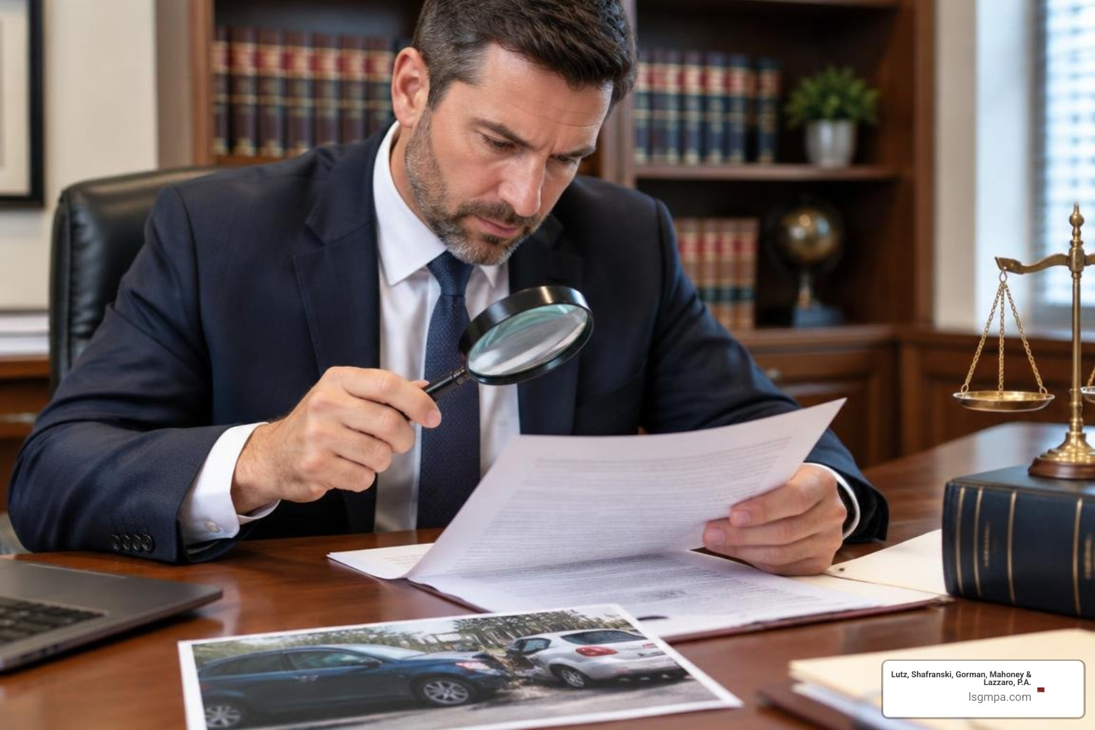 Attorney analyzing a motor vehicle insurance policy Attorney analyzing a motor vehicle insurance policy