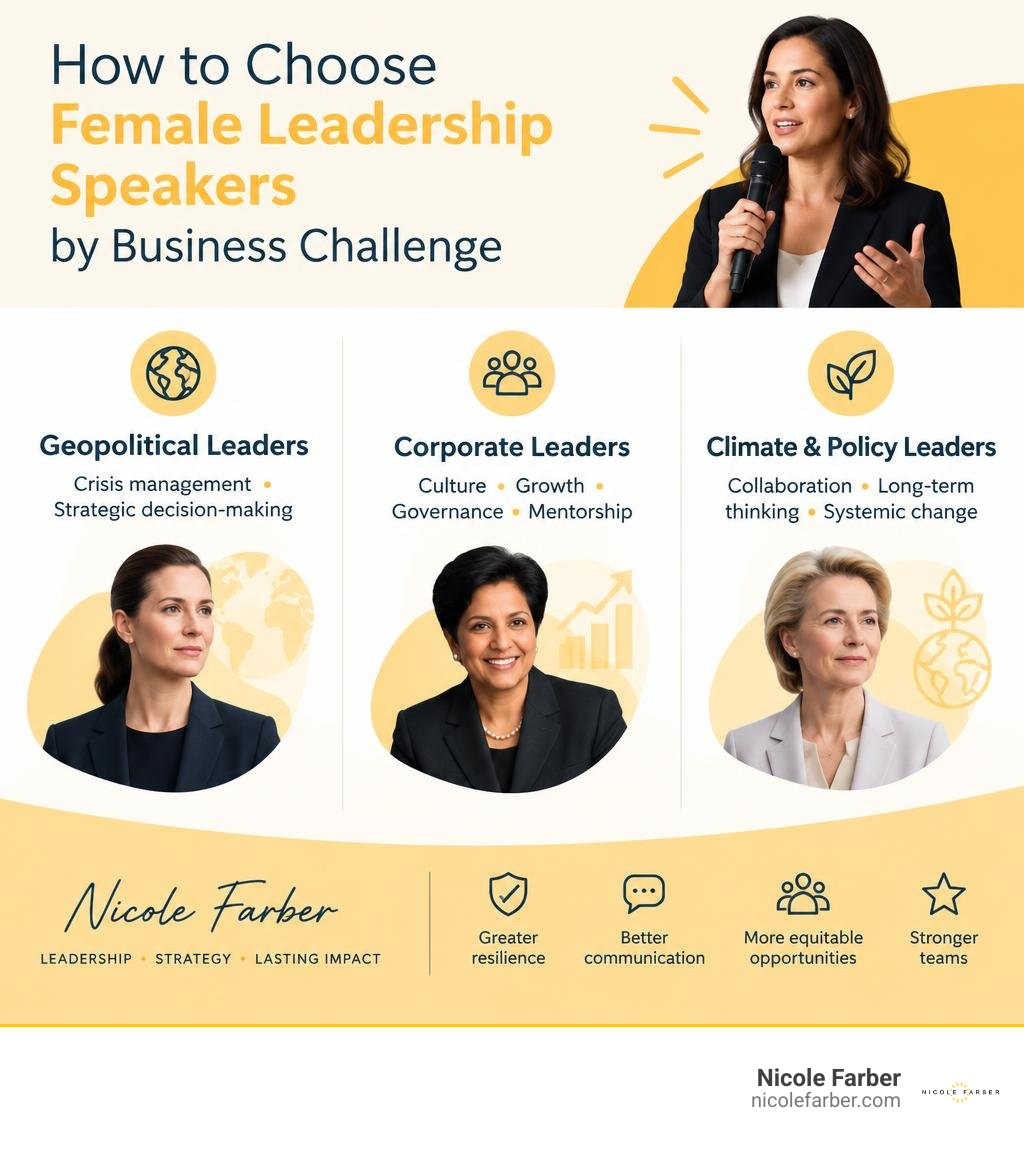 How to choose female leadership speakers by business challenge infographic How to choose female leadership speakers by business challenge infographic