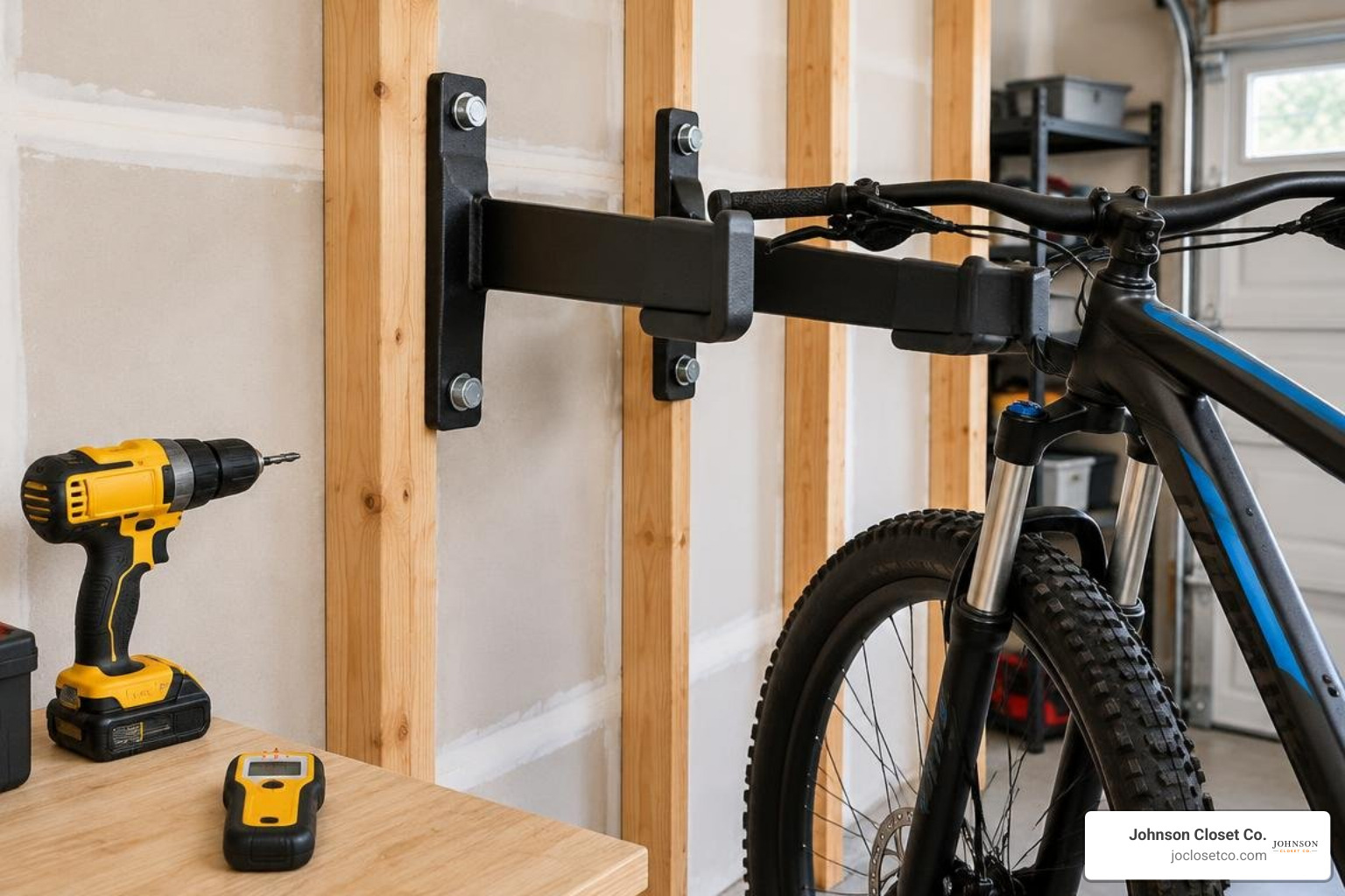 Wall rack securely bolted into wood studs Wall rack securely bolted into wood studs