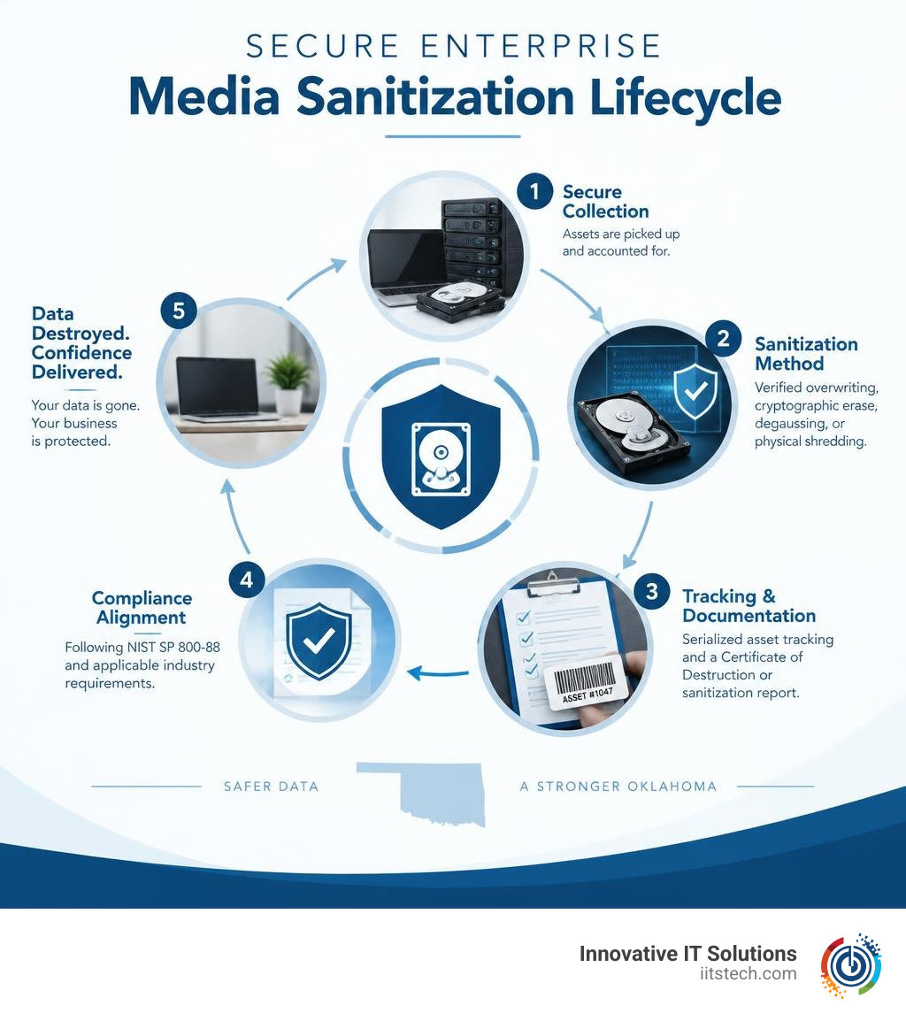 Secure enterprise media sanitization lifecycle infographic