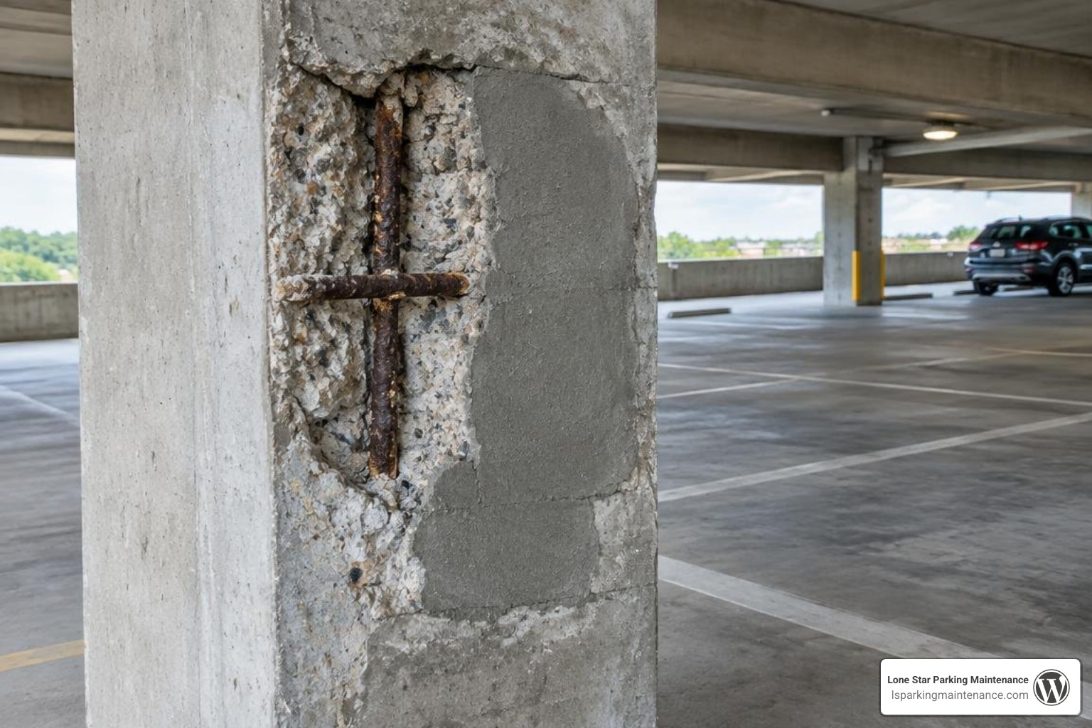 concrete spalling repair on parking deck