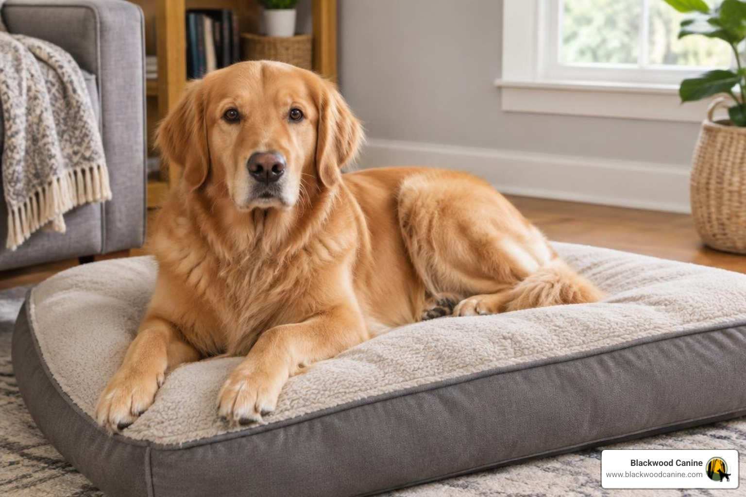 dog holding a reliable place command on a bed dog holding a reliable place command on a bed