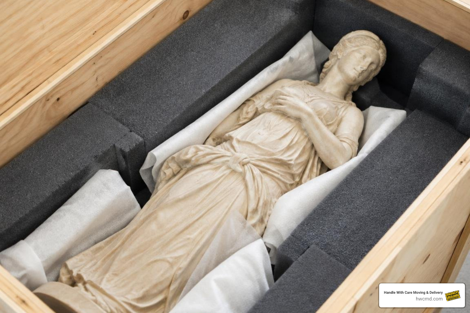 foam-lined museum crate