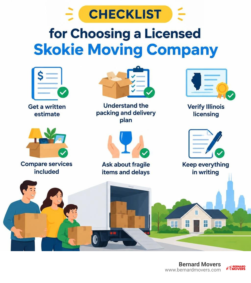 Checklist for choosing a licensed Skokie moving company infographic Checklist for choosing a licensed Skokie moving company infographic