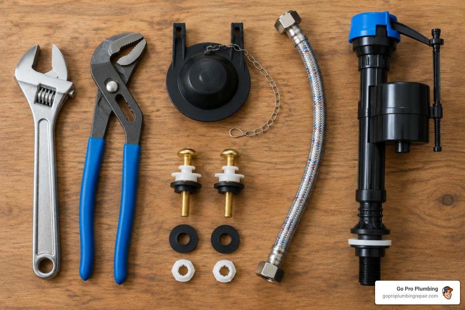 Essential plumbing tools and parts for toilet tank repair Essential plumbing tools and parts for toilet tank repair
