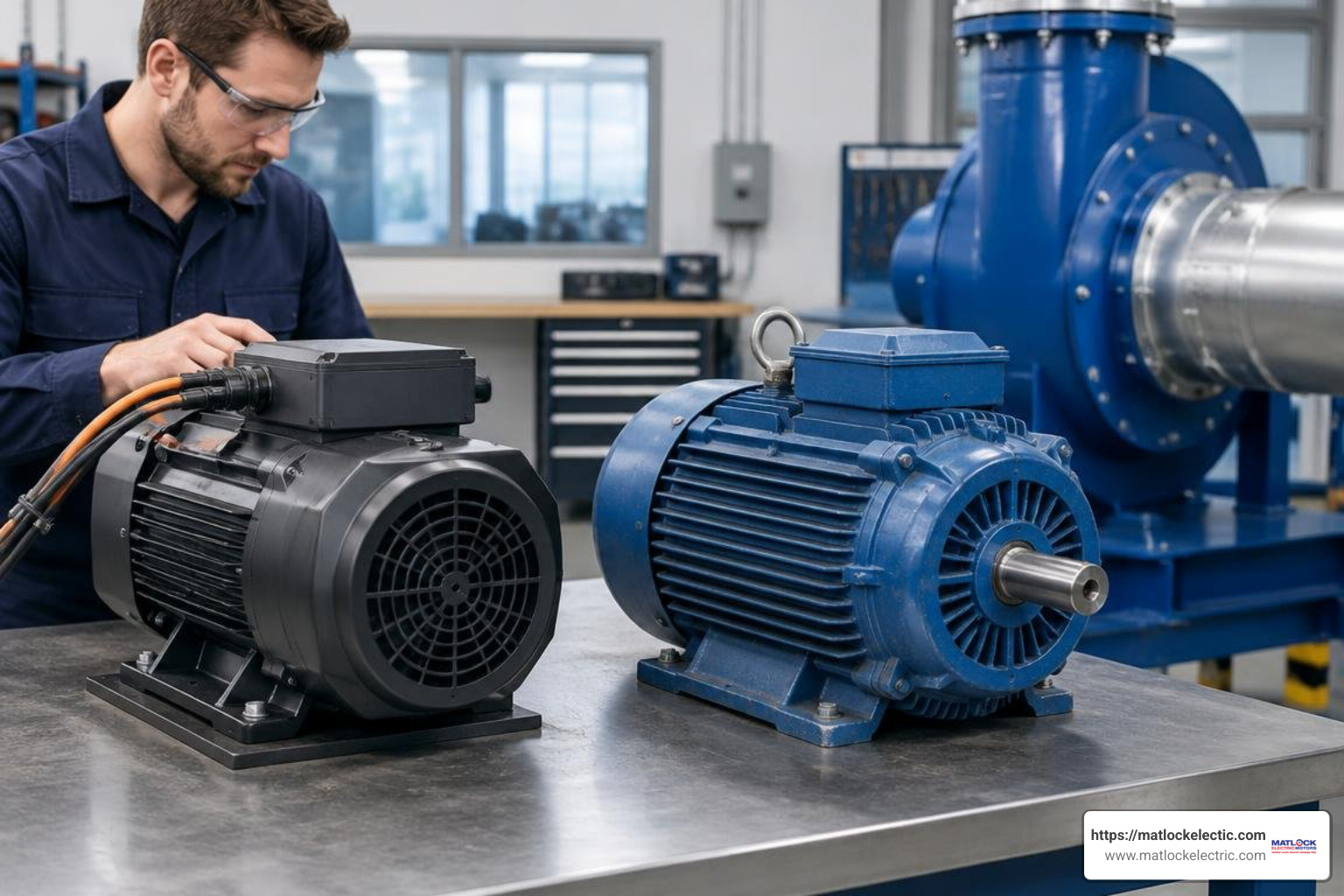 Efficiency curve of EC motor versus standard PSC and AC induction motors across operating load