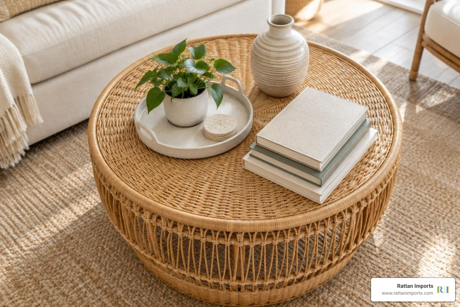 styled round coffee table with plants books and ceramic tray styled round coffee table with plants books and ceramic tray
