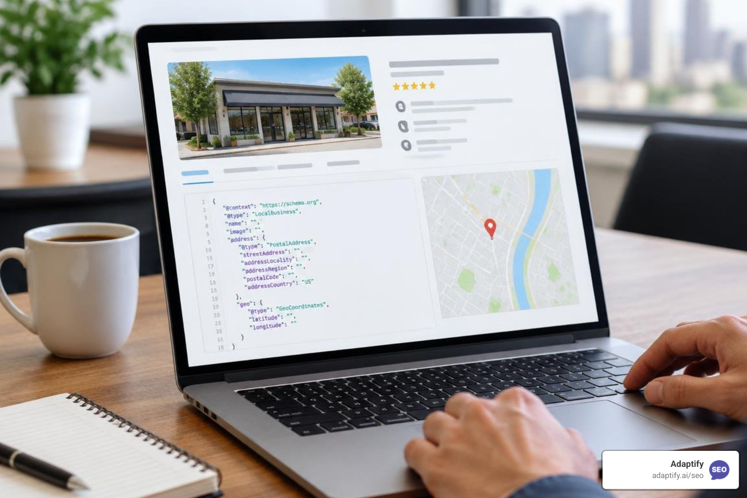 Location landing page structure and schema markup