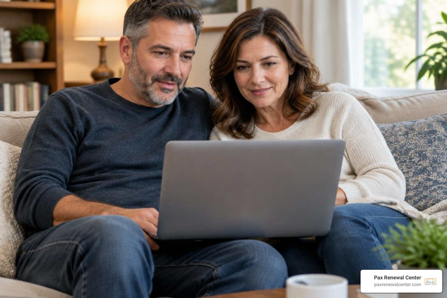 partners attending a remote counseling session via laptop