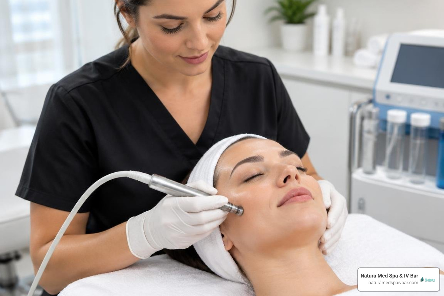 aesthetician performing diamond tip resurfacing aesthetician performing diamond tip resurfacing