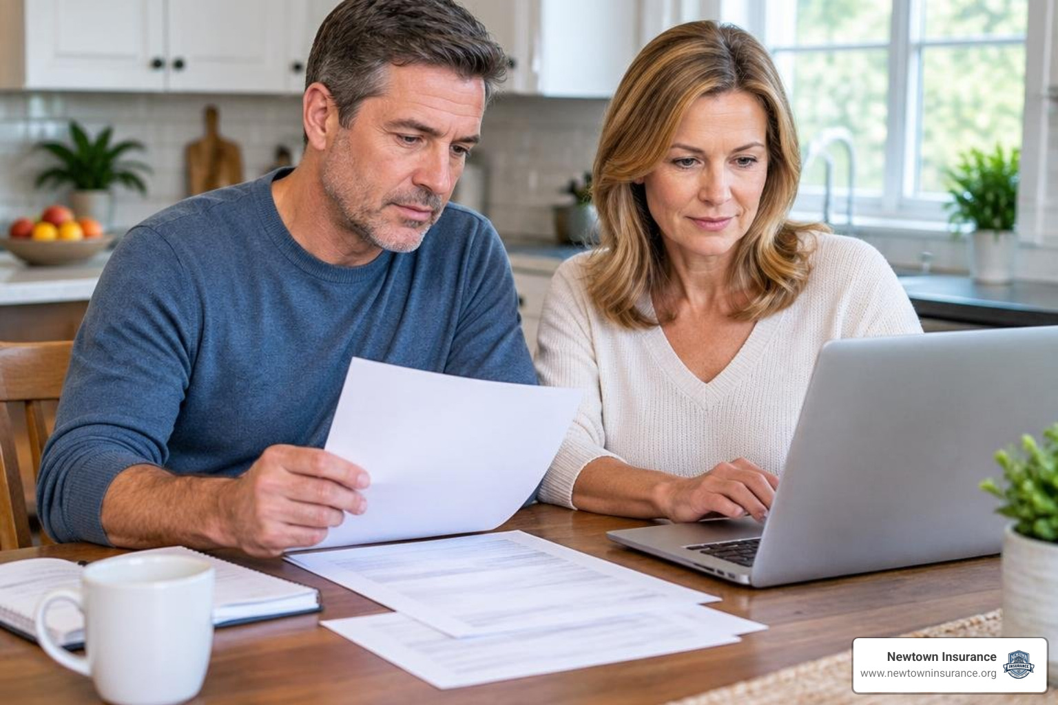 homeowner reviewing credit score and policy documents
