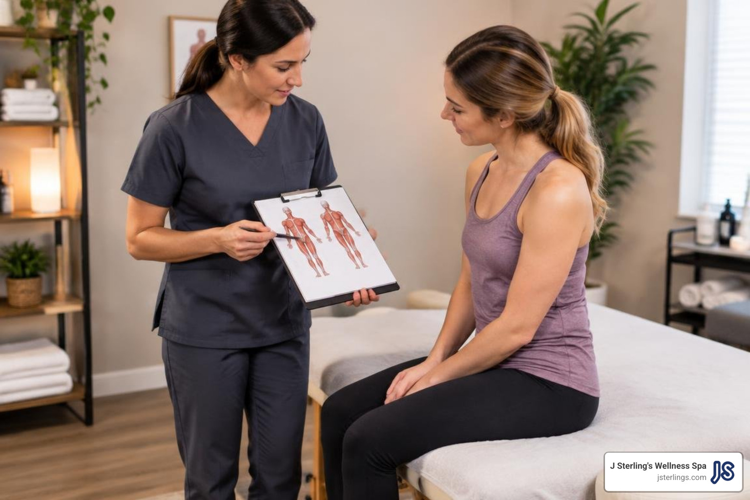 Licensed therapist consulting with client before session Licensed therapist consulting with client before session