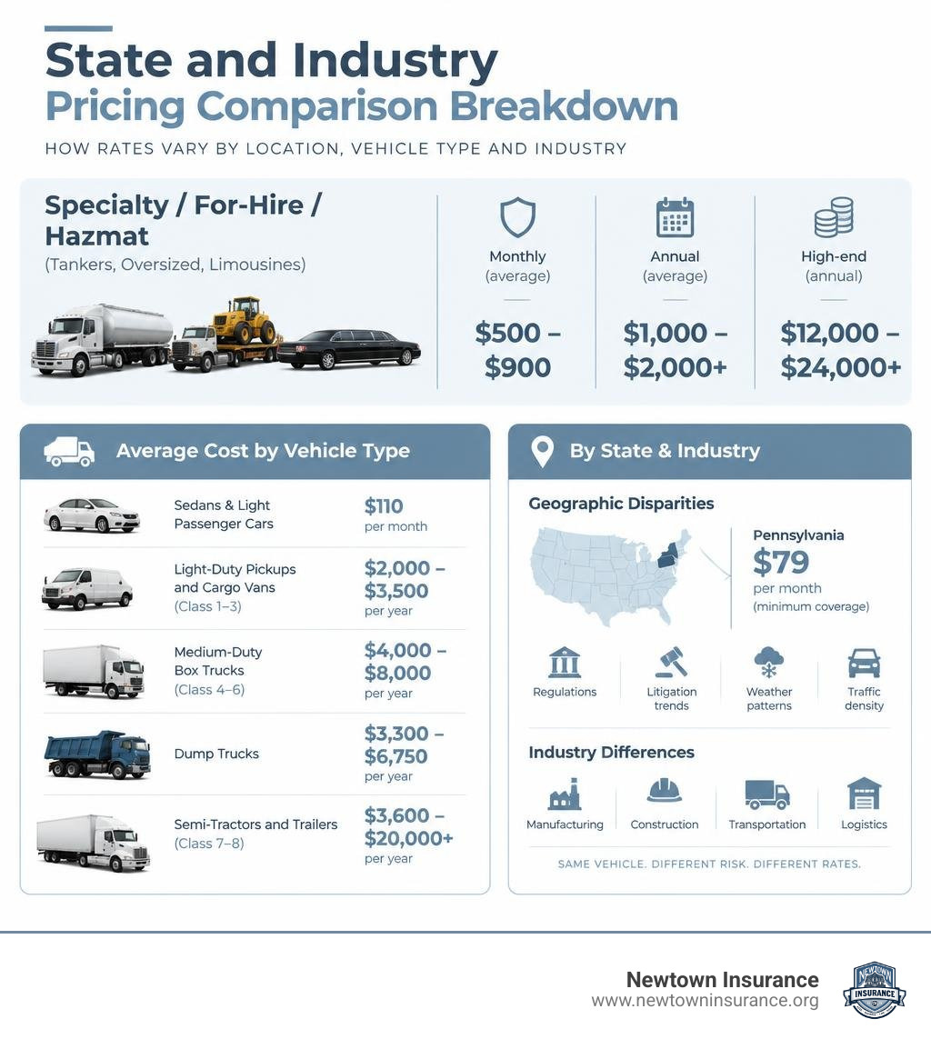 State and industry pricing comparison breakdown infographic