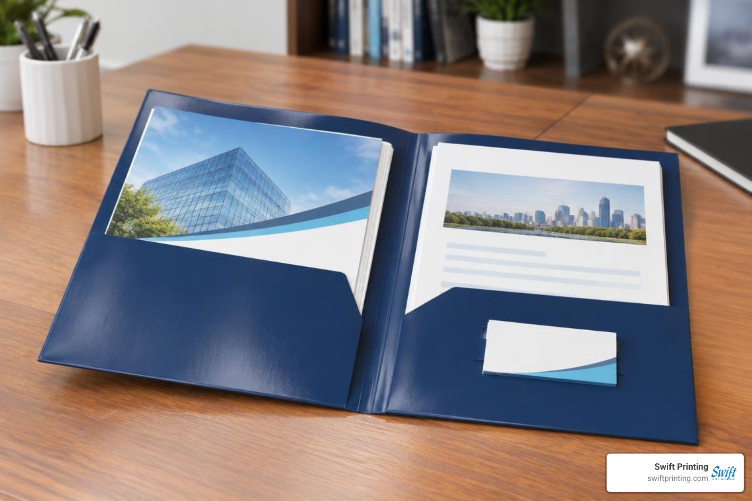 die-cut folders holding client packets and business cards die-cut folders holding client packets and business cards
