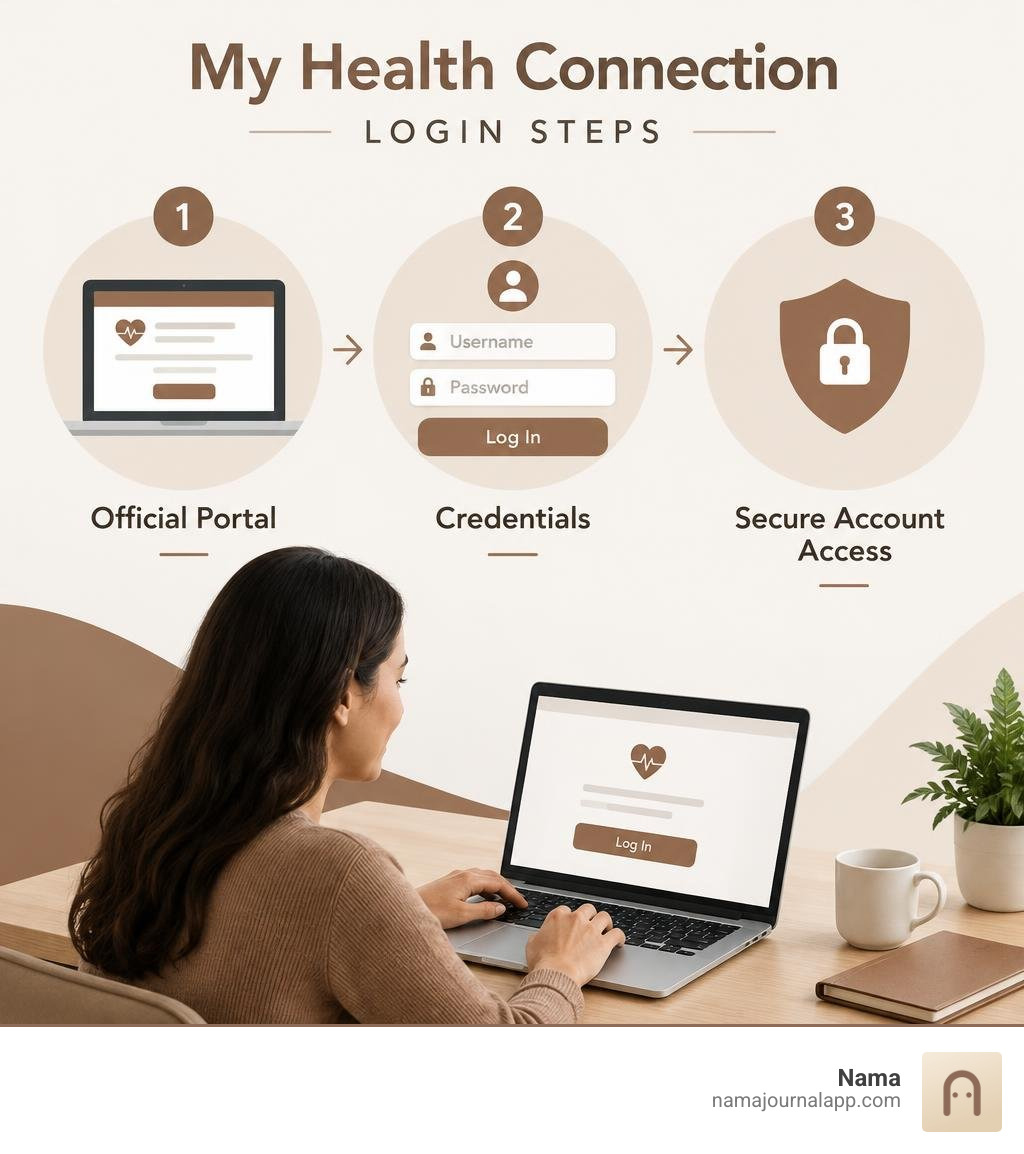 My Health Connection login steps: official portal, credentials, secure account access infographic My Health Connection login steps: official portal, credentials, secure account access infographic
