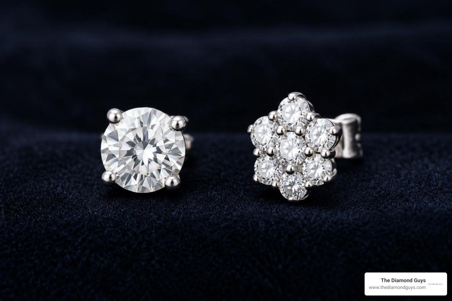 Solitaire stud earring versus multi-stone cluster earring comparison Solitaire stud earring versus multi-stone cluster earring comparison