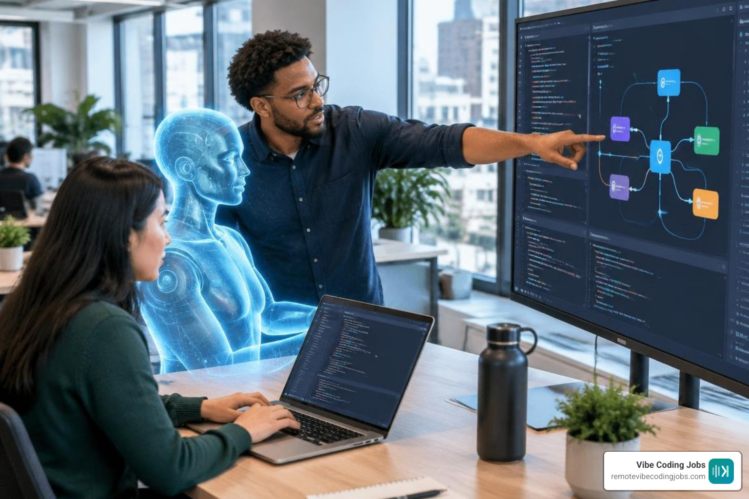 collaborative human-AI pair programming workspace showing multi-agent orchestration collaborative human-AI pair programming workspace showing multi-agent orchestration