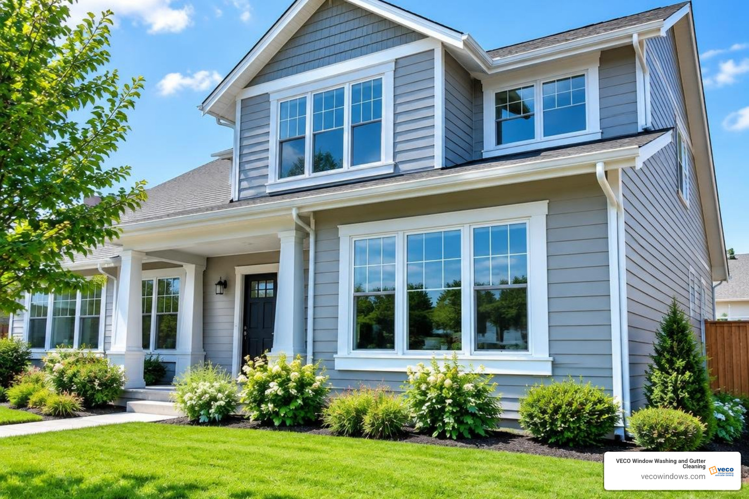 Clean gutters and sparkling clean residential windows after service Clean gutters and sparkling clean residential windows after service