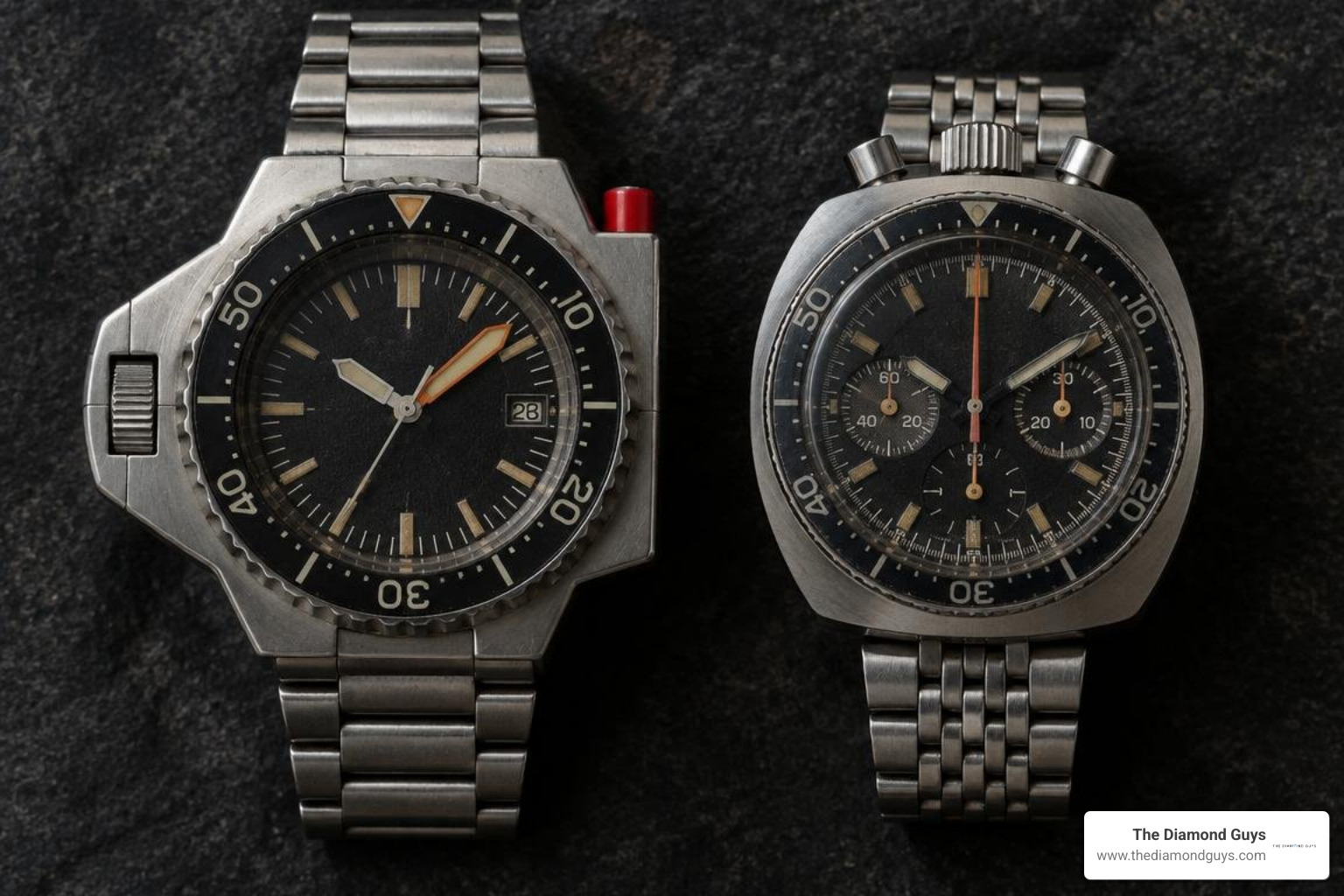 Vintage Omega Seamaster Bullhead and Ploprof 600 professional dive models Vintage Omega Seamaster Bullhead and Ploprof 600 professional dive models