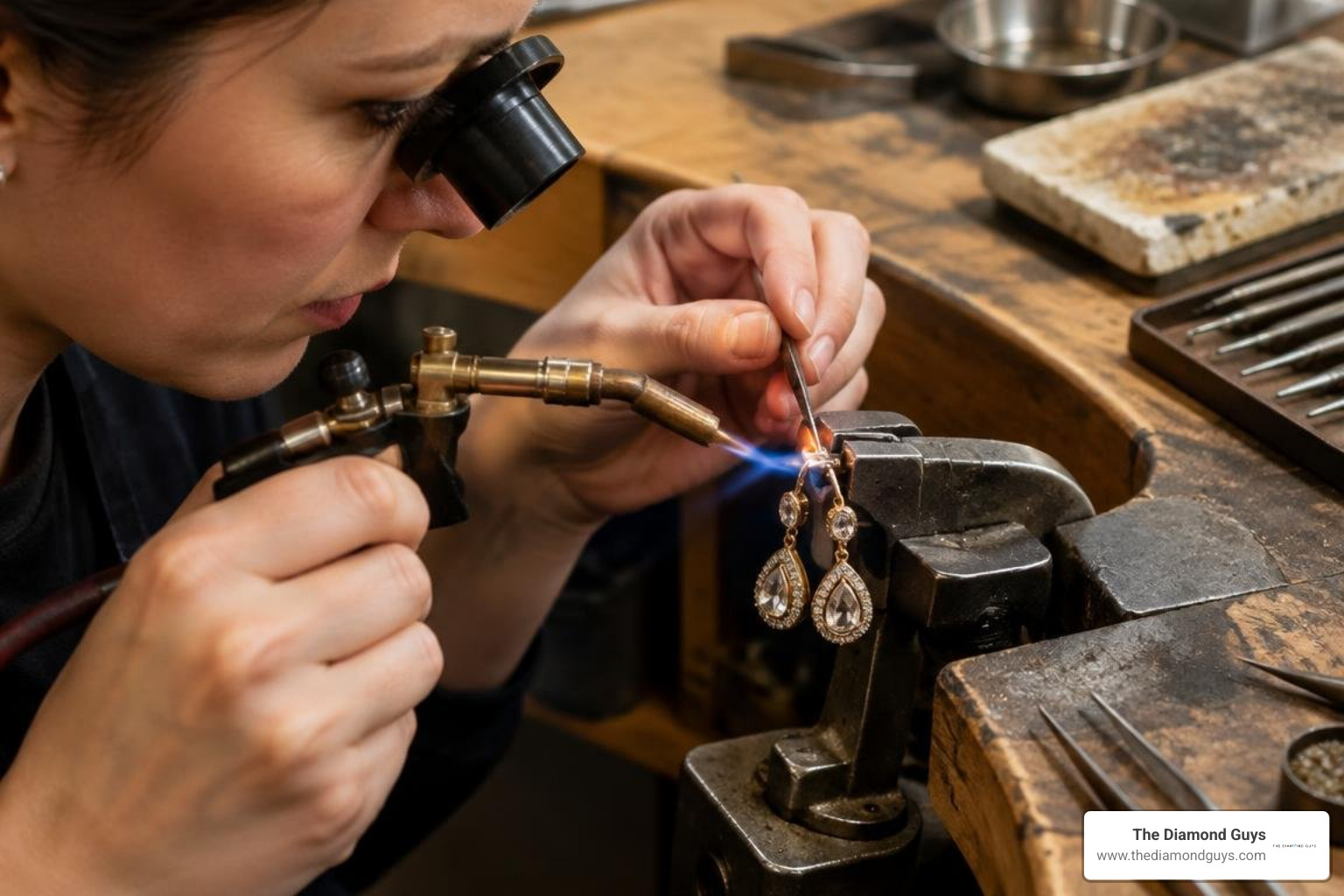 bench jeweler soldering vintage drop earring hinge