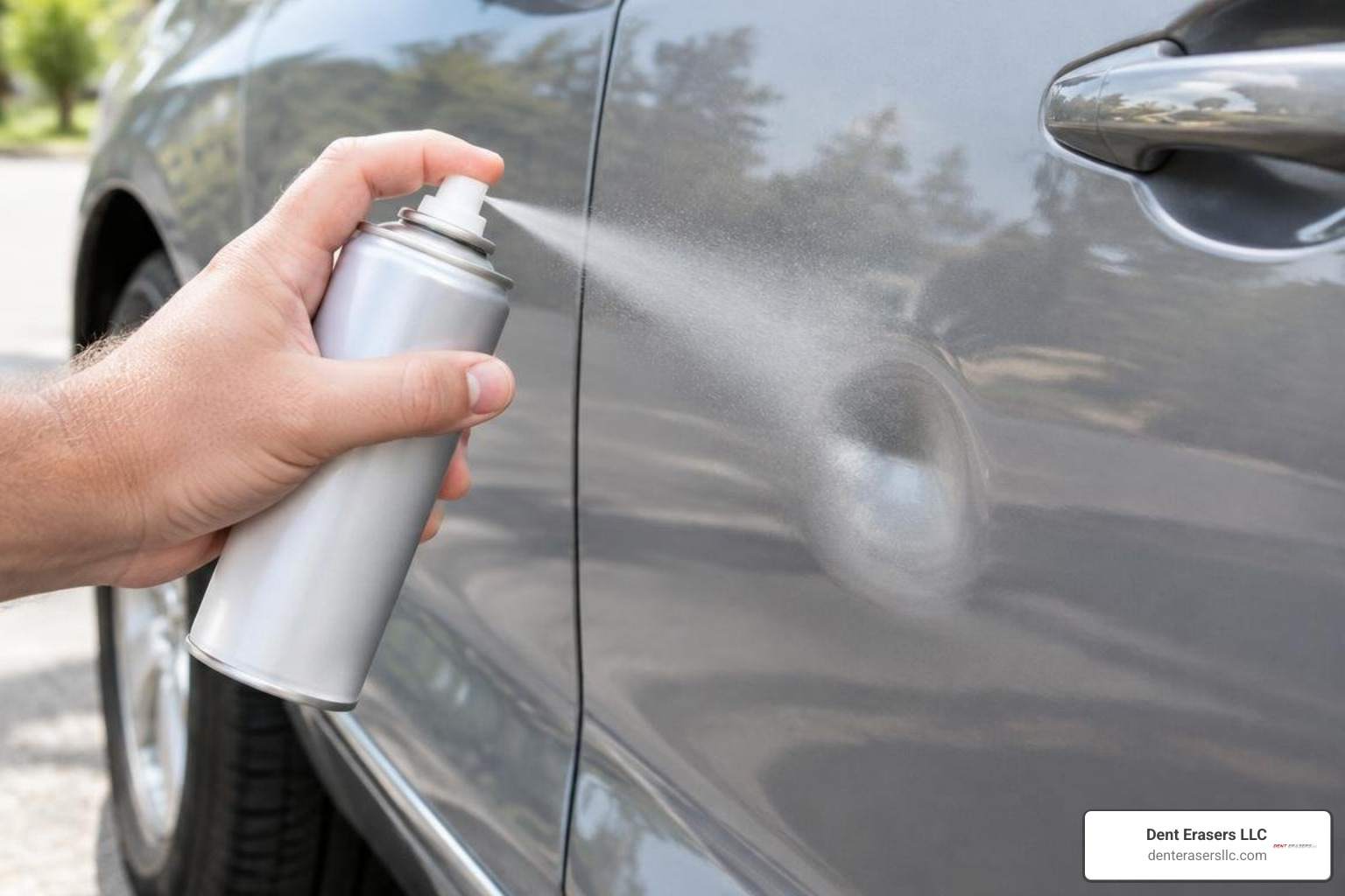 aerosol freeze spray applied to shallow metal body panel Aerosol Freeze Spray Applied To Shallow Metal Body Panel