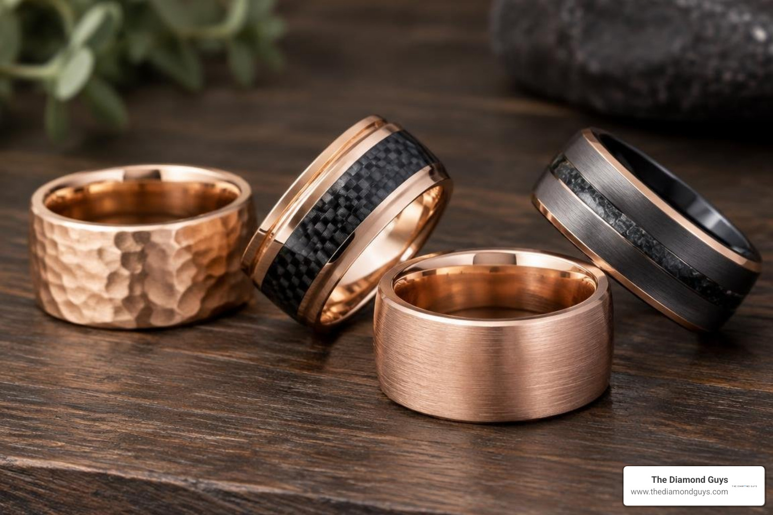 Textured and mixed-metal rose gold mens wedding bands Textured and mixed-metal rose gold mens wedding bands