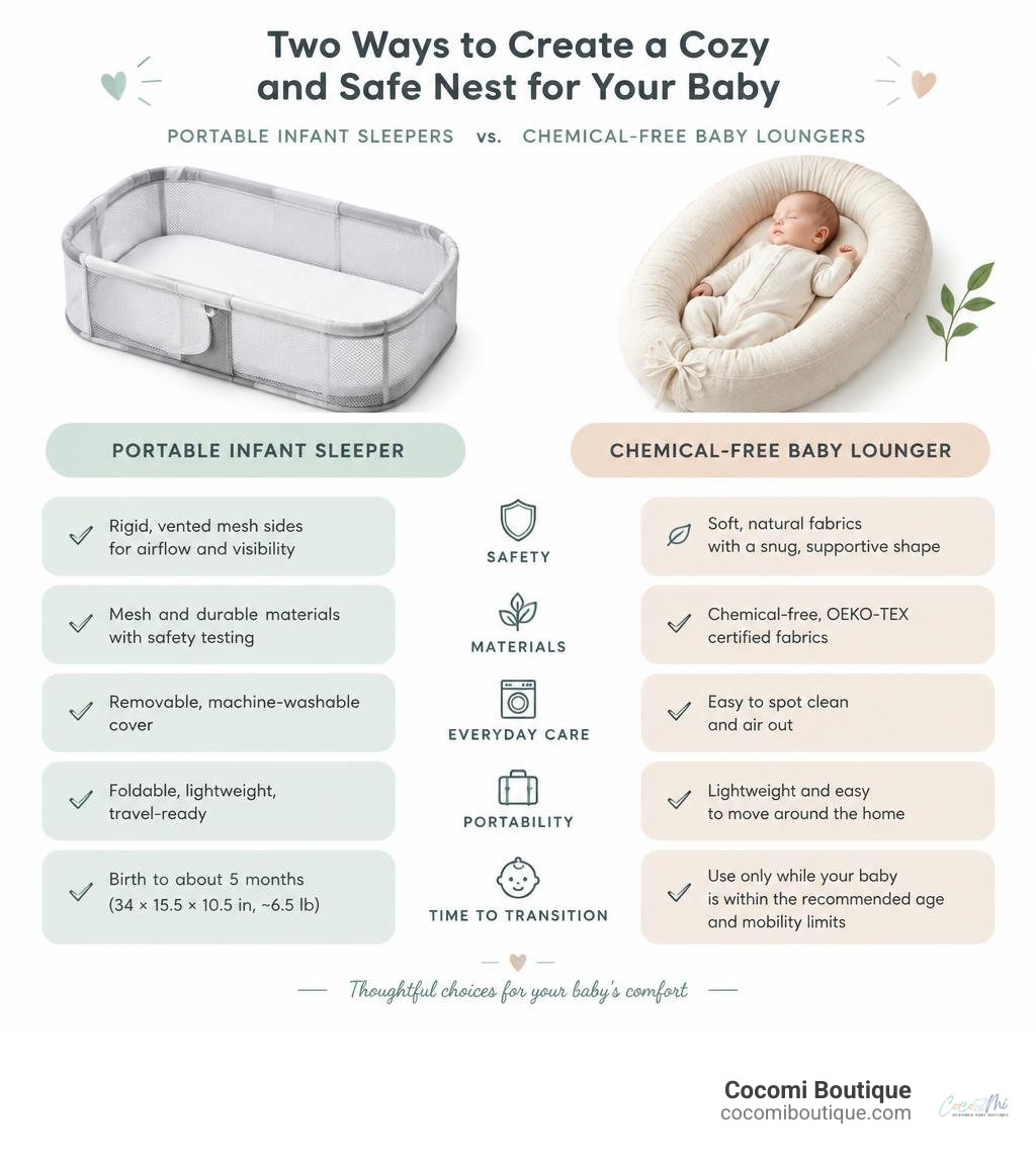 infographic comparing portable infant sleepers with chemical-free baby loungers infographic infographic comparing portable infant sleepers with chemical-free baby loungers infographic
