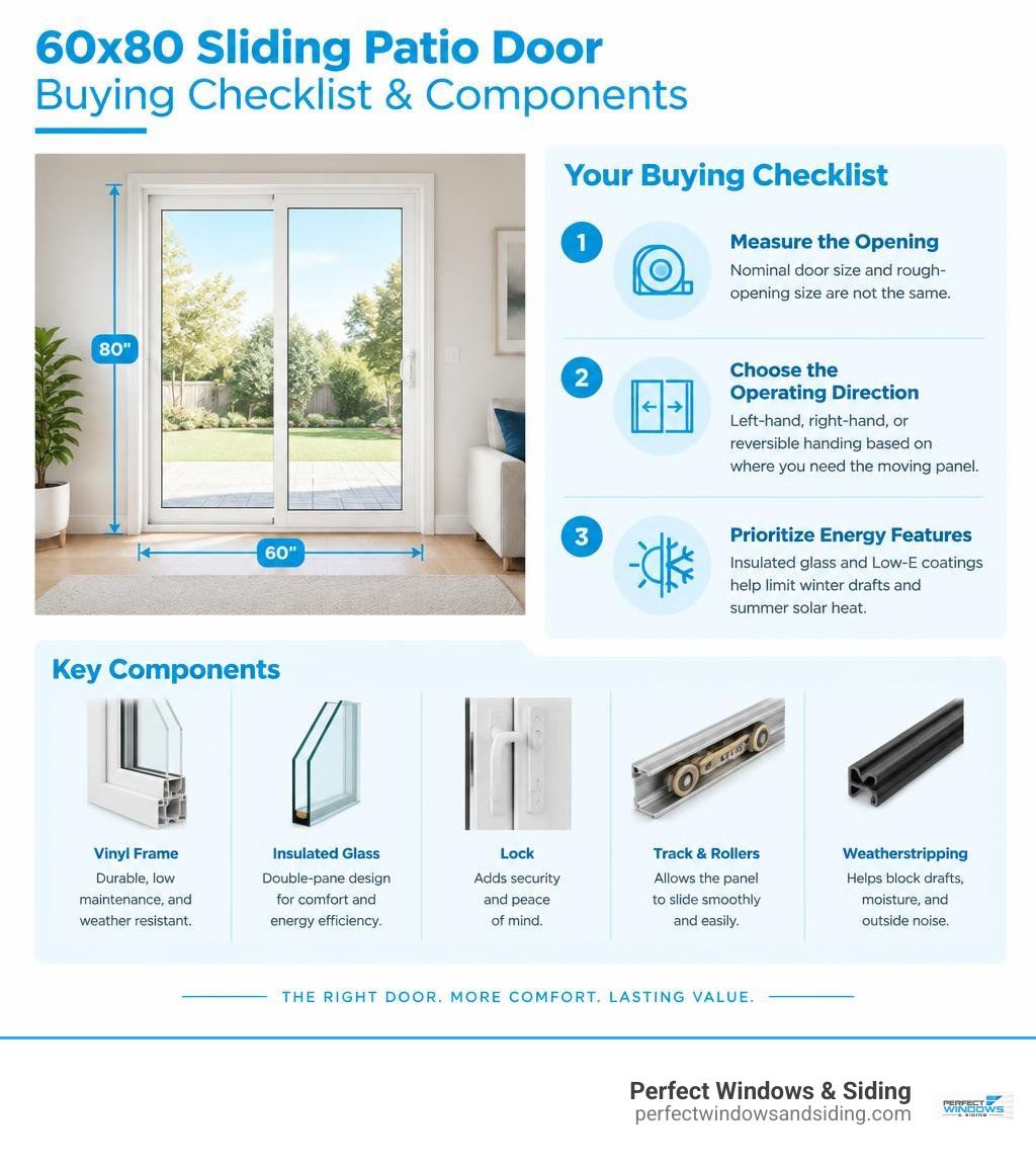 60x80 sliding patio door buying checklist and components infographic 60x80 sliding patio door buying checklist and components infographic