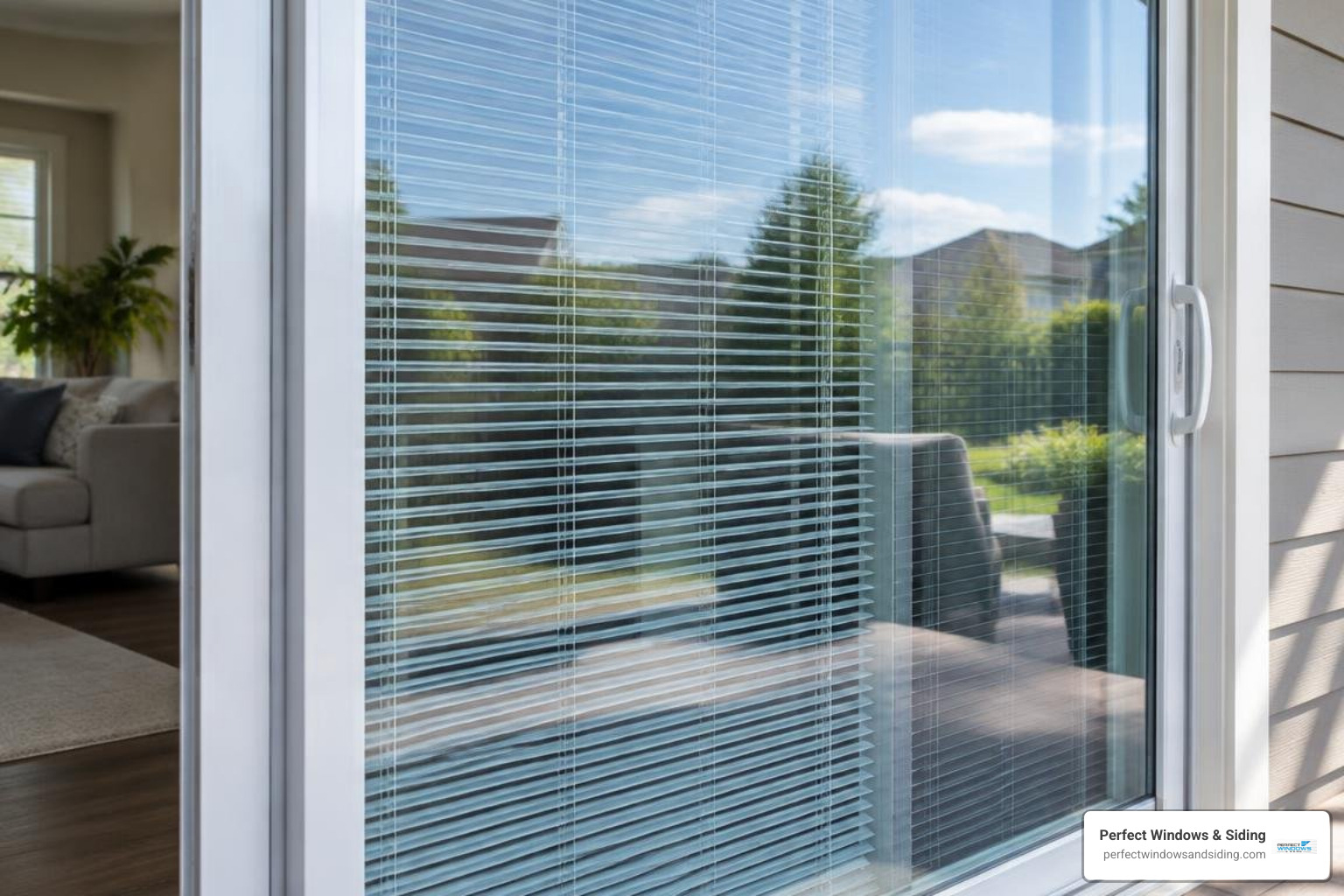 close-up of insulated Low-E glass with integrated mini blinds close-up of insulated Low-E glass with integrated mini blinds