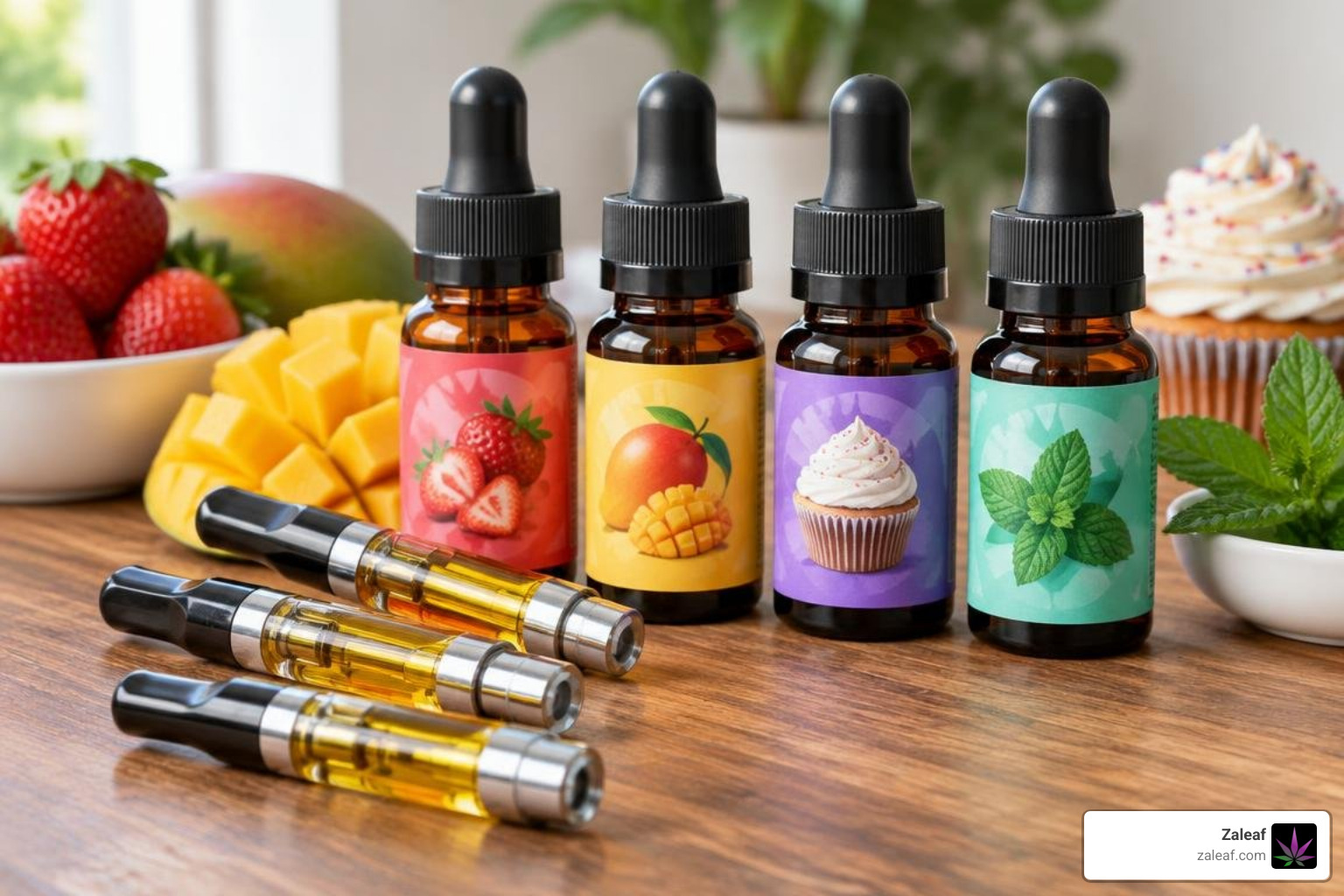Assorted vape juice and terpene flavor profiles Assorted vape juice and terpene flavor profiles