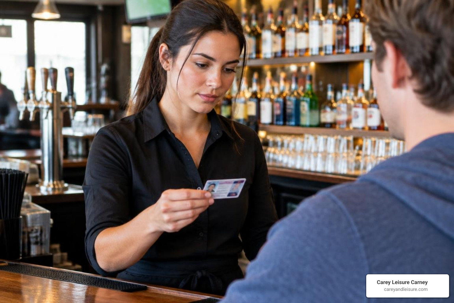 Bartender checking identification