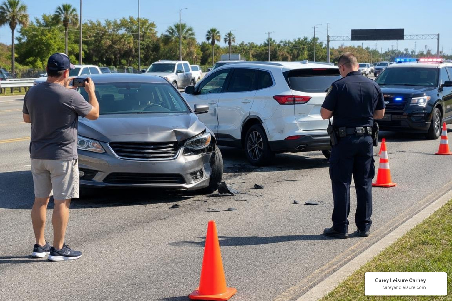 Crash scene evidence collection and documentation along US-19