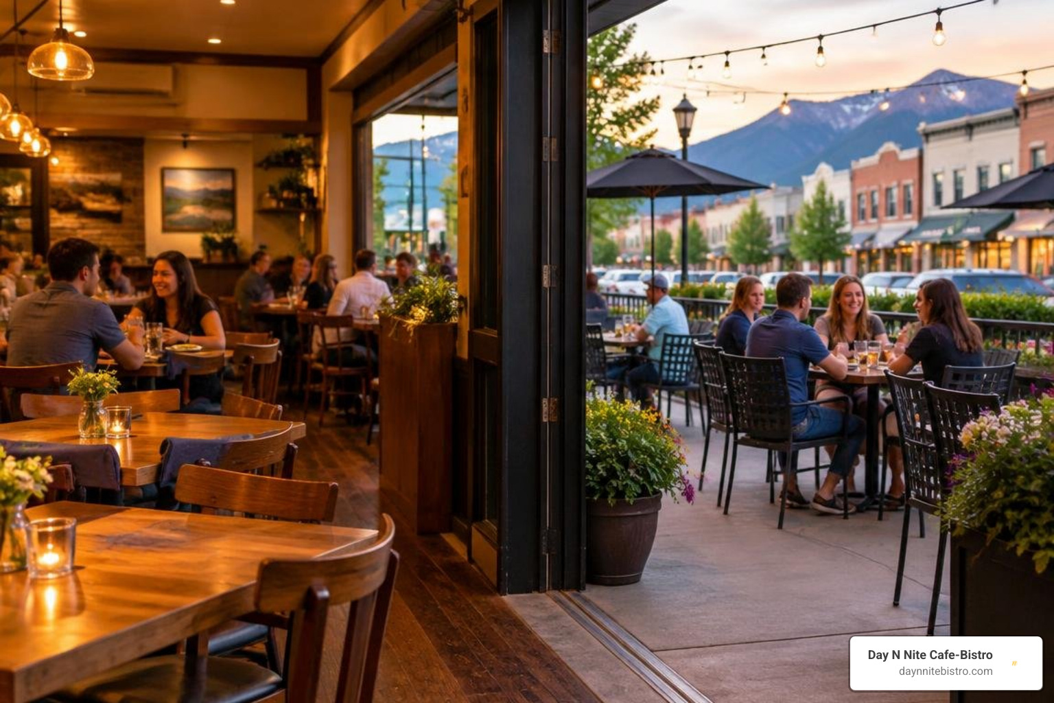 Cozy dining room and outdoor patio on Main Street in Heber City Cozy dining room and outdoor patio on Main Street in Heber City