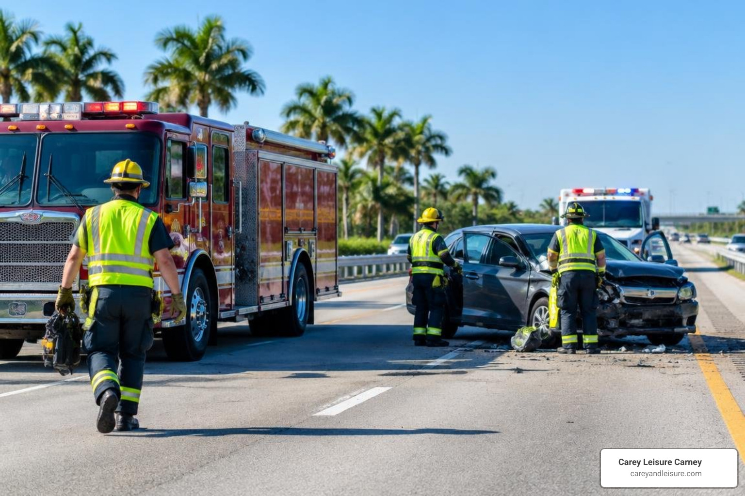 emergency responders on a Florida interstate
