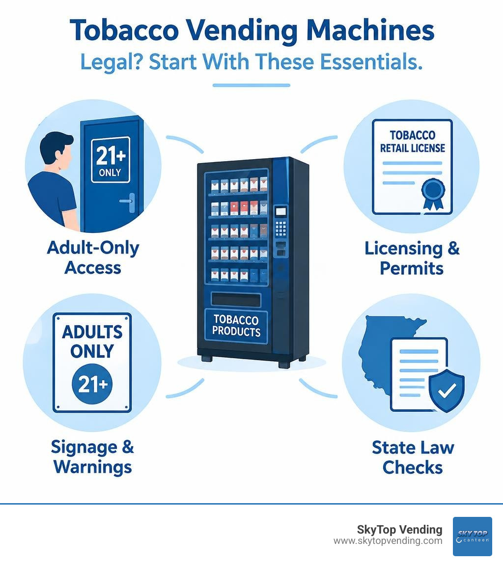 Infographic showing adult-only access, licensing, signage, and state law checks infographic