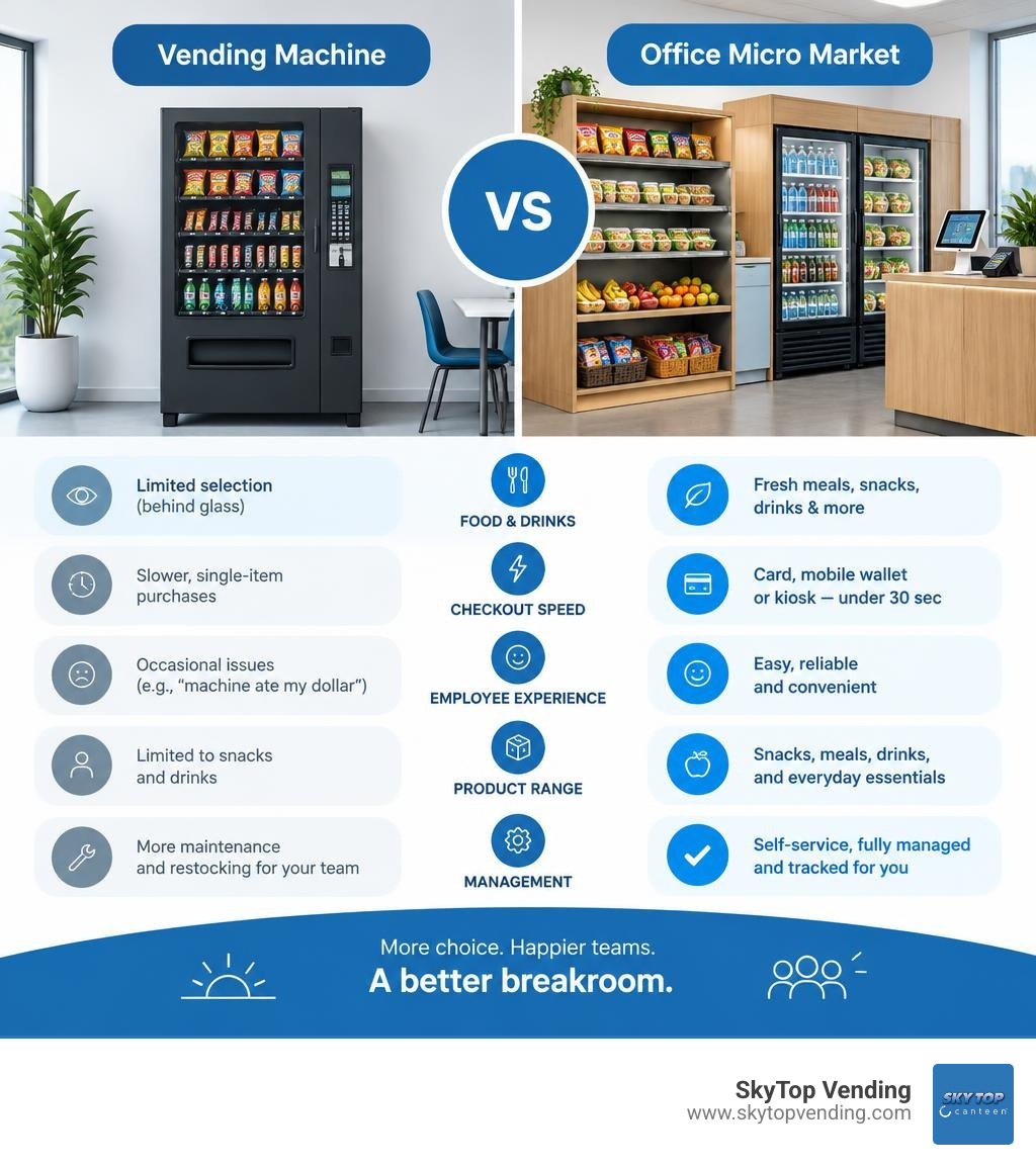 Vending machine versus office micro market comparison infographic