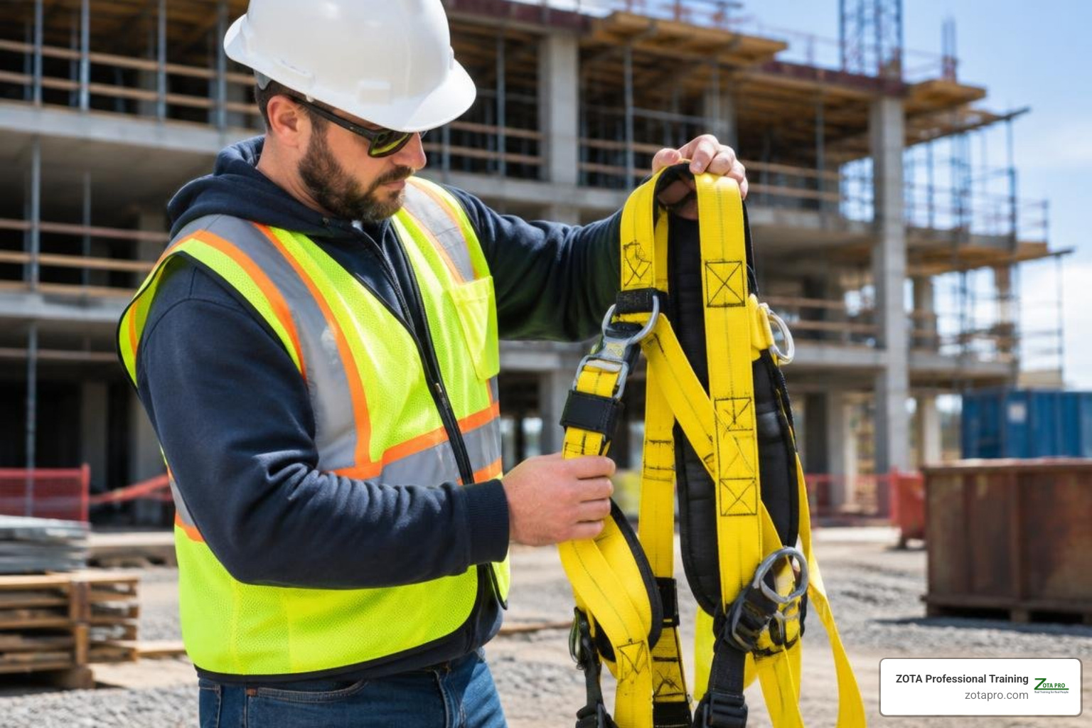 fall protection harness inspection on construction site fall protection harness inspection on construction site