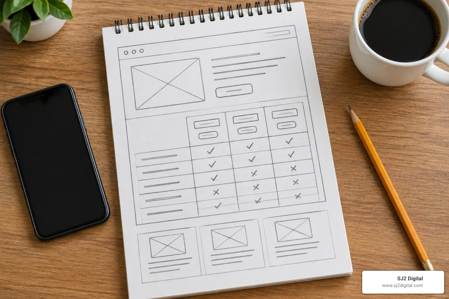 High-converting conquesting landing page wireframe with comparison matrix