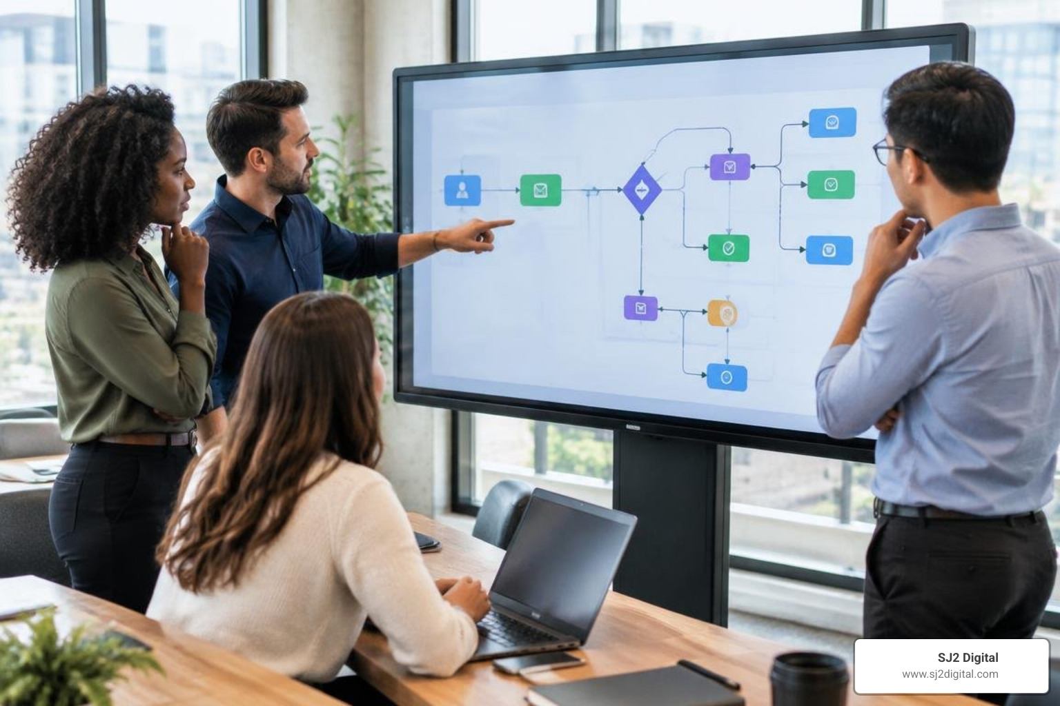 Visual marketing automation canvas showing branches and conditional steps Visual marketing automation canvas showing branches and conditional steps