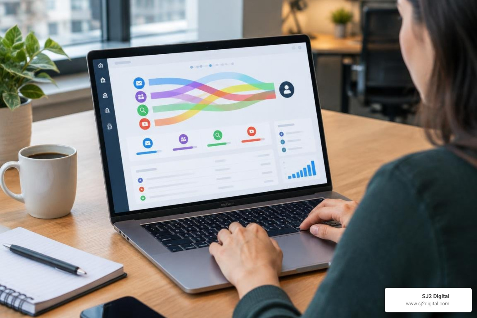 Attribution modeling dashboard showing multi-touch conversion paths