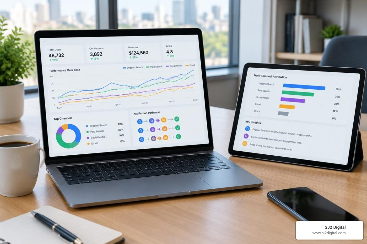 Multi-channel tracking and attribution reporting dashboard