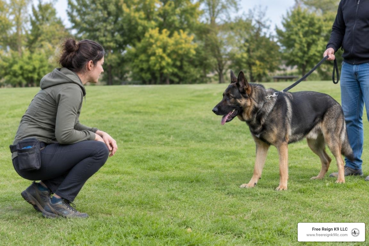 Canine behavior specialist assessing a dog at a safe distance