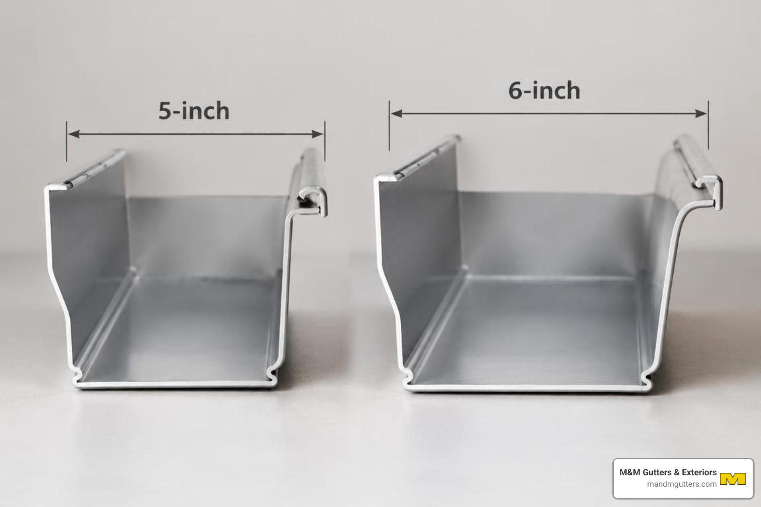 5-inch versus 6-inch gutter profile cross section comparison 5-inch versus 6-inch gutter profile cross section comparison
