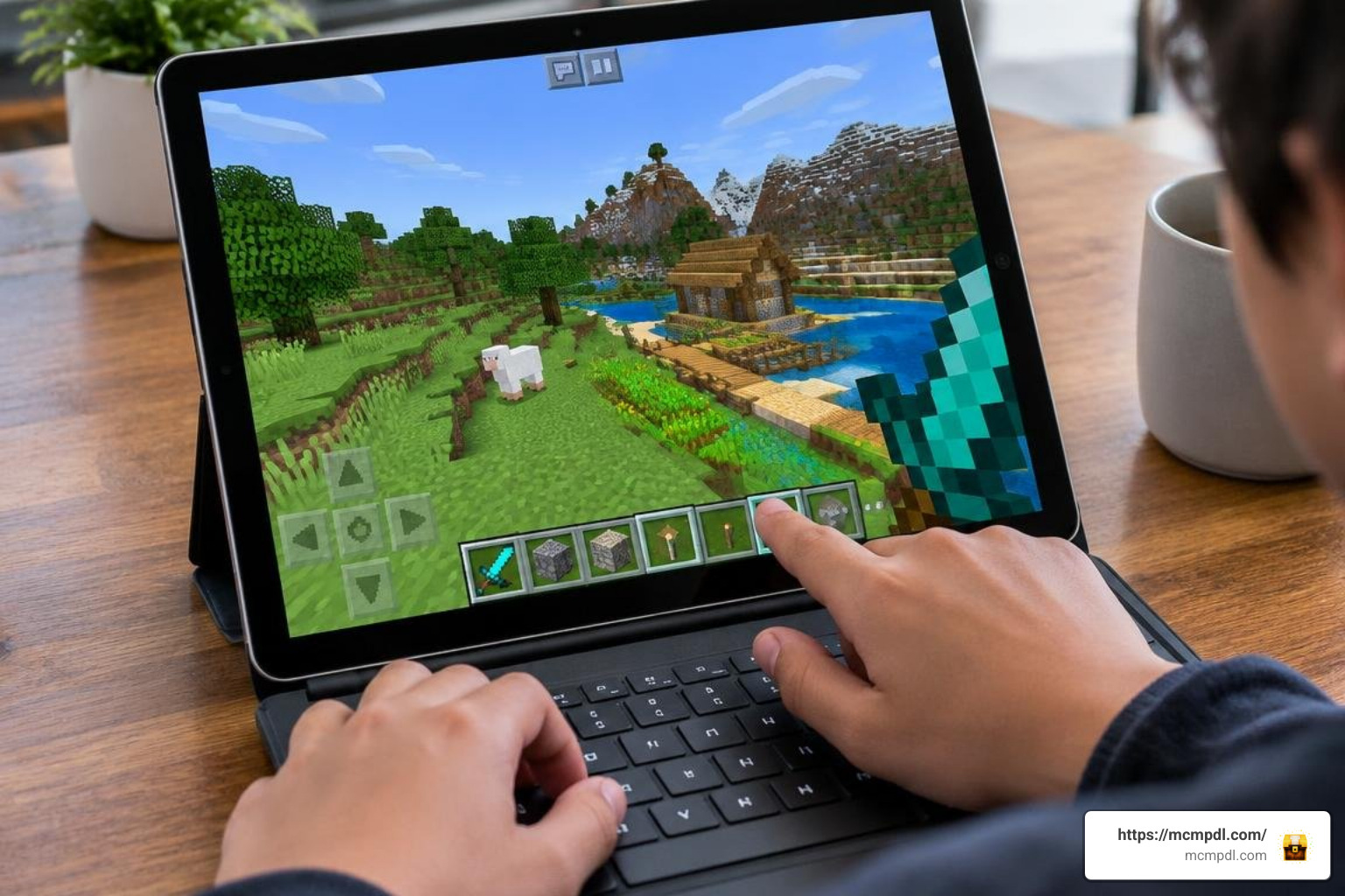 Player using in-game commands and tool shortcuts in Minecraft Bedrock Player using in-game commands and tool shortcuts in Minecraft Bedrock