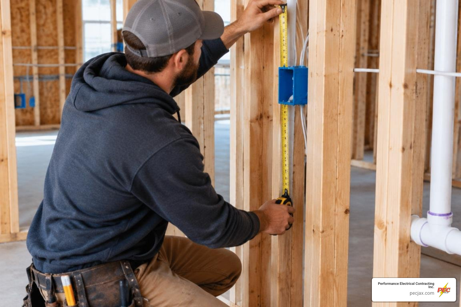 carpenter measuring box rough-in height on framing studs carpenter measuring box rough-in height on framing studs