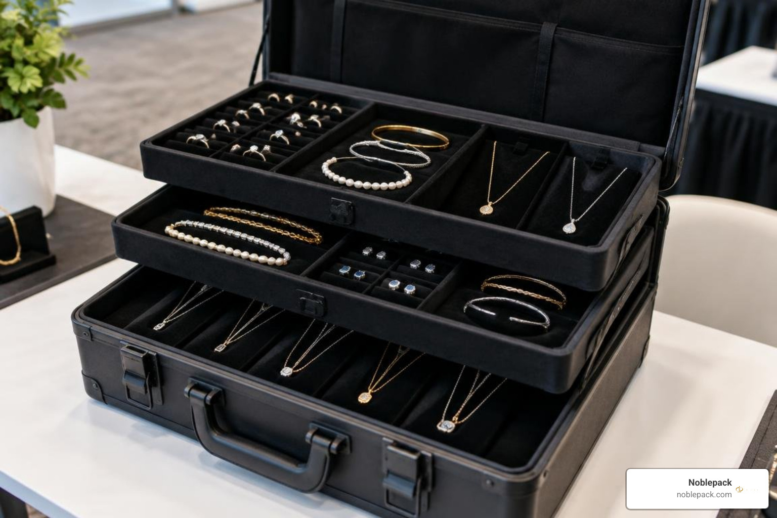 stacked modular jewelry trays inside travel cases stacked modular jewelry trays inside travel cases