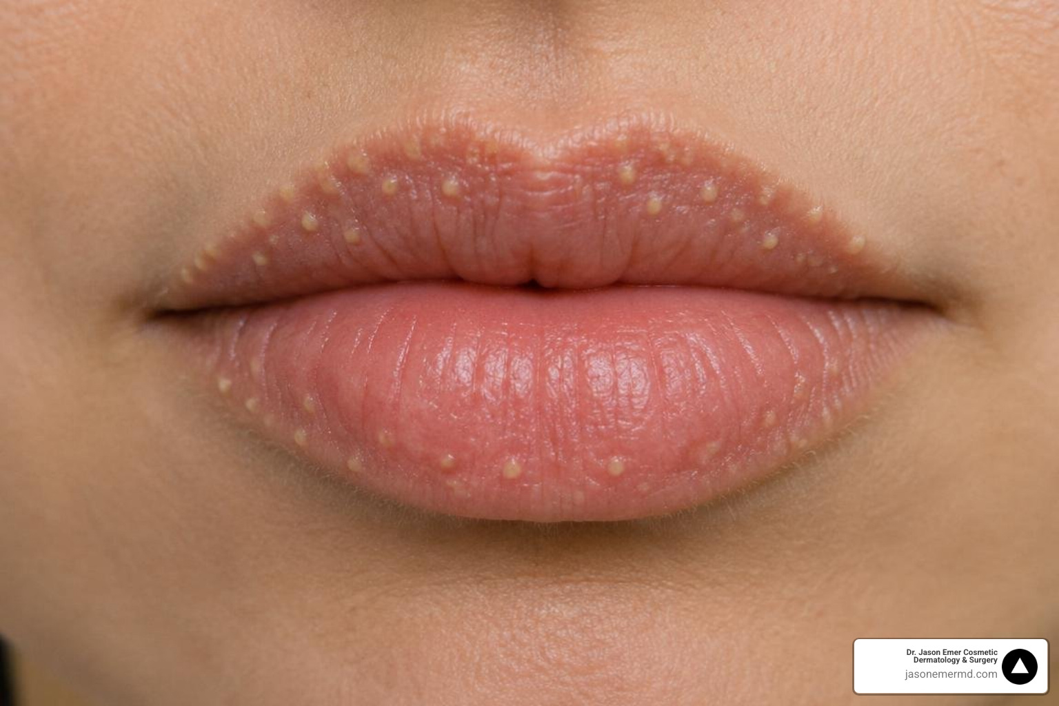 Clinical appearance of mucosal and genital Fordyce spot presentation