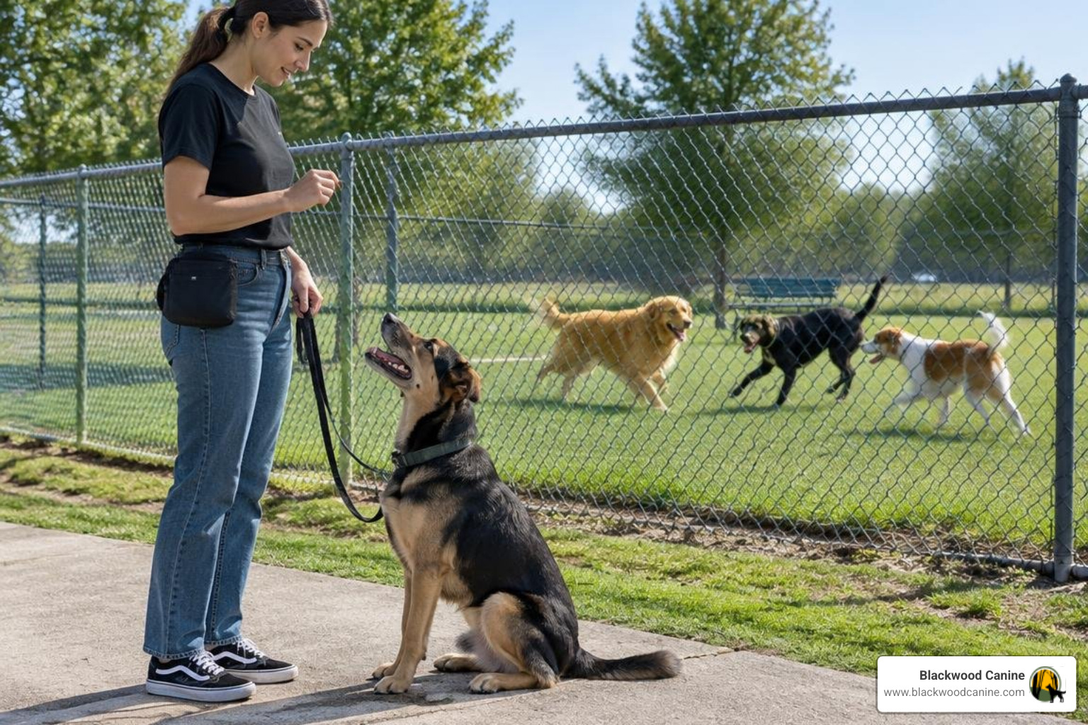 professional trainer working with dog outdoors in a park professional trainer working with dog outdoors in a park