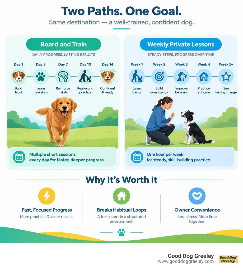 infographic comparing board and train progress timeline against weekly private lessons infographic infographic comparing board and train progress timeline against weekly private lessons infographic