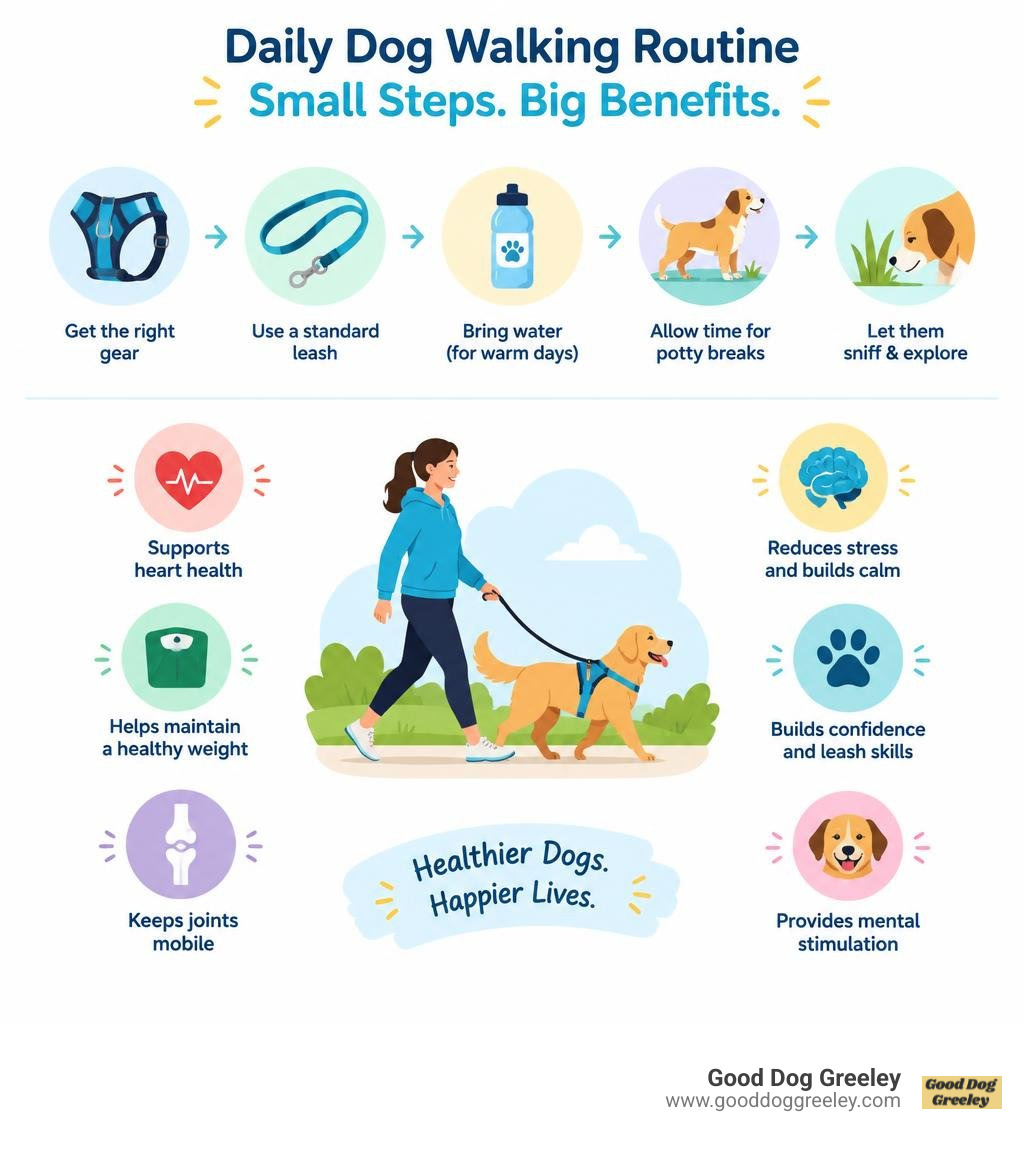 daily dog walking routine and benefits infographic daily dog walking routine and benefits infographic